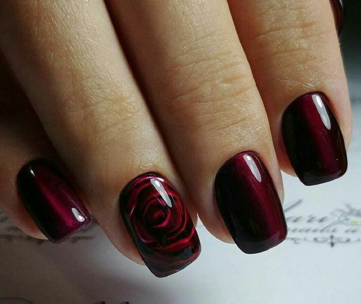 Маникюр кошачий глаз на длинные ногти