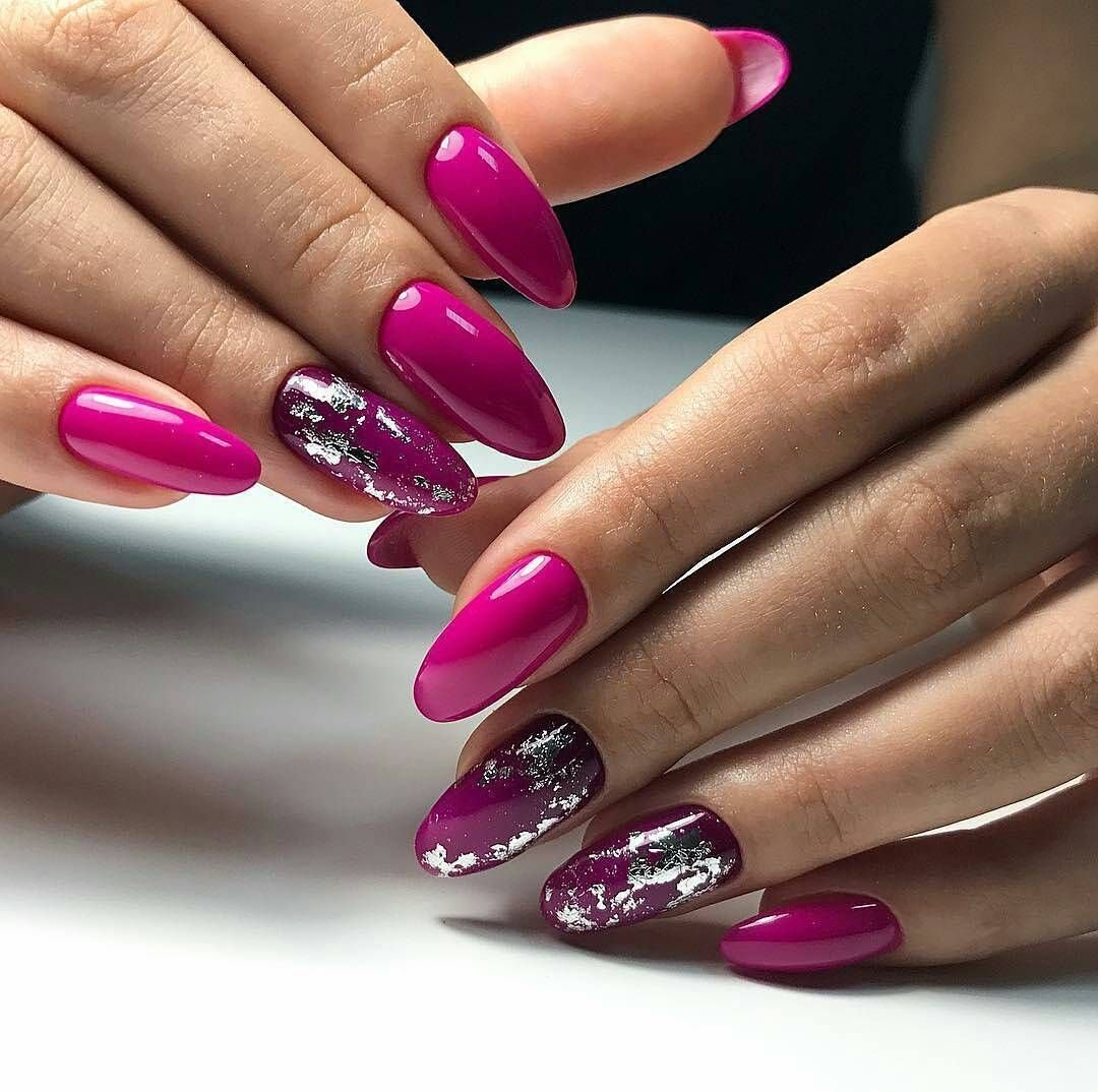 Маникюр омбре ярко розовый