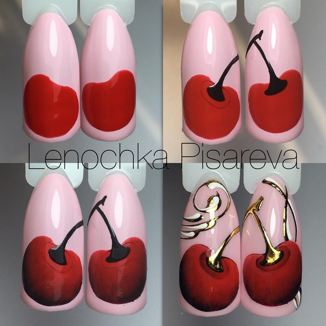 Вишенка на ногтях пошагово