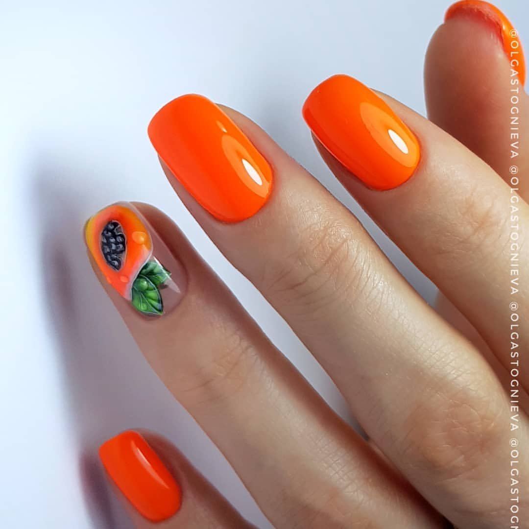 Оранжевые ногти