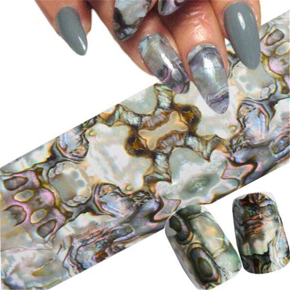 Мраморный маникюр с фольгой