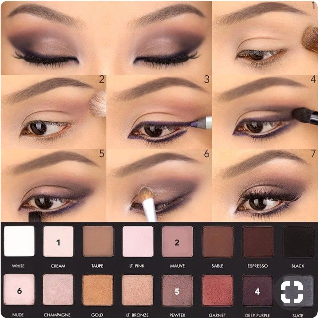 Макияж пошагово для карих глаз с палеткой