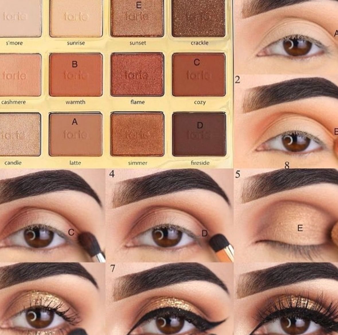 Макияж пошагово для карих глаз с палеткой