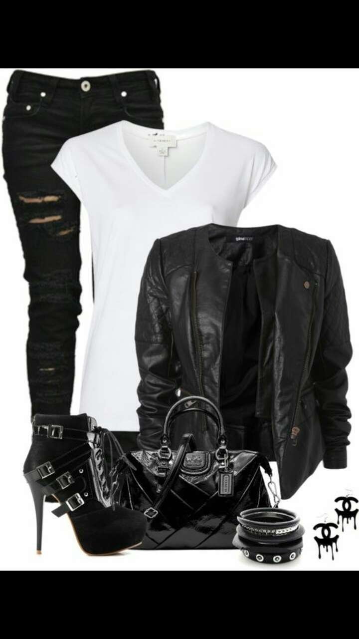 Одежда в байкерском стиле для женщин лук