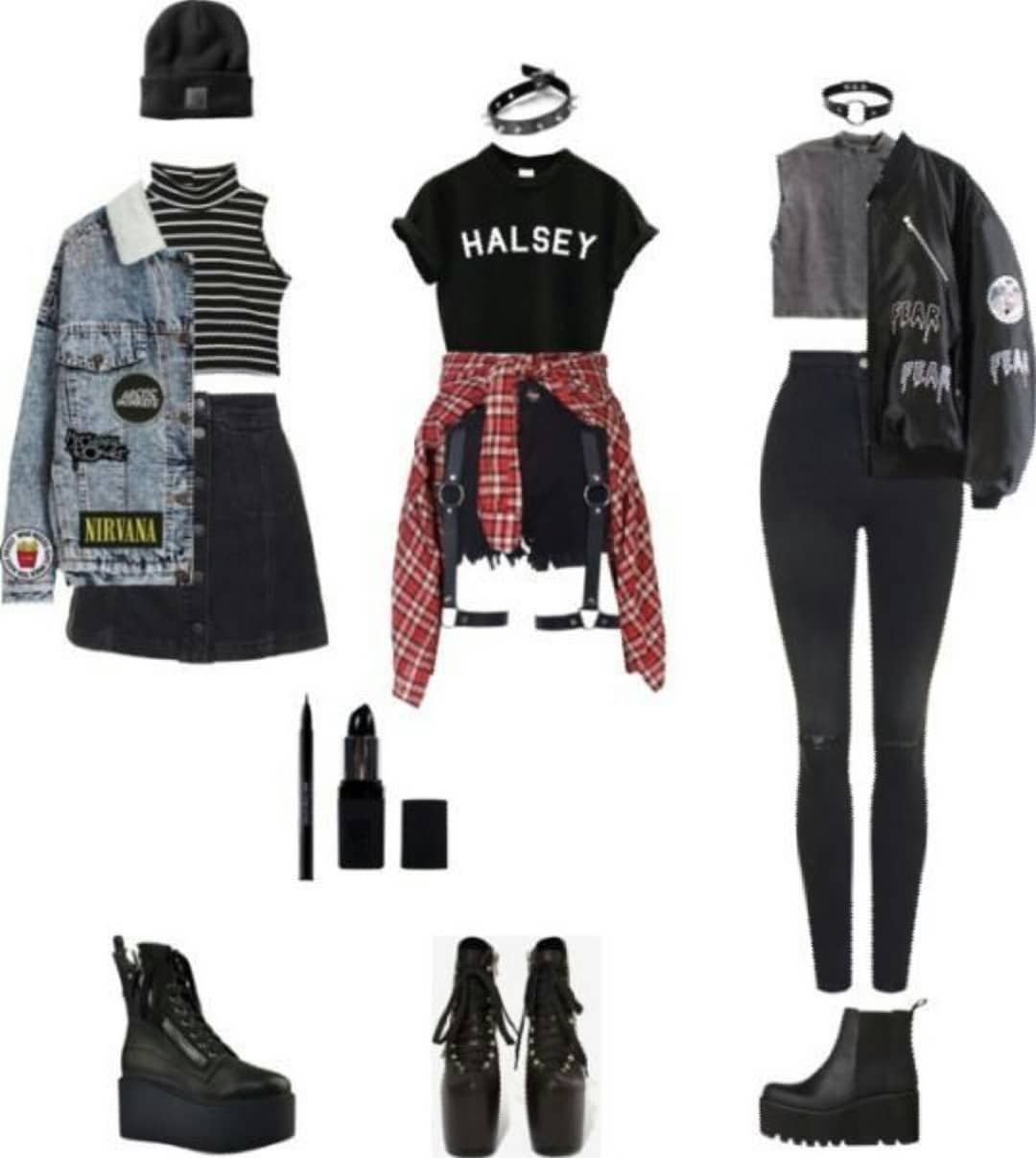Гранж стиль одежды аутфит в
