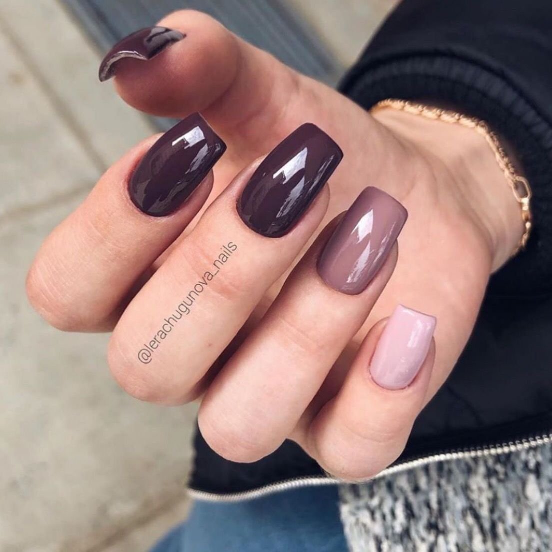 Черное омбре на ногтях