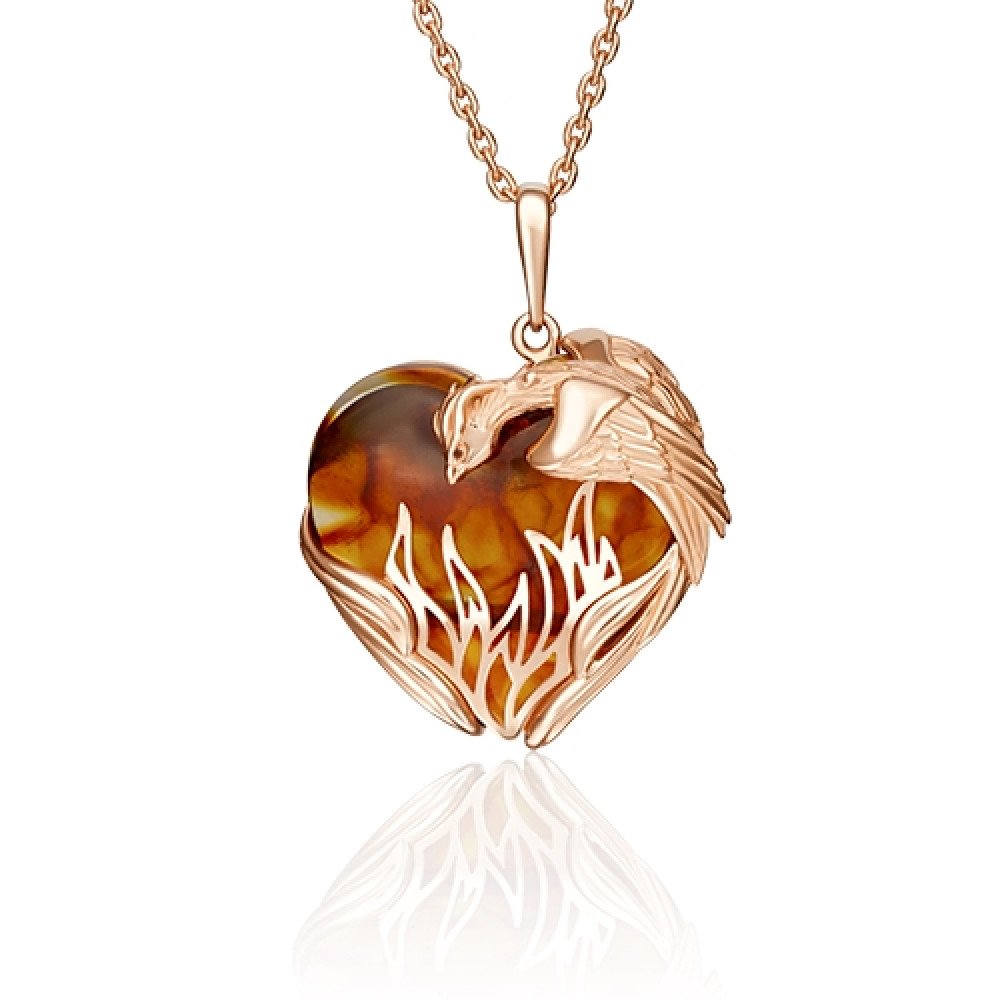 Подвеска Феникс янтарь