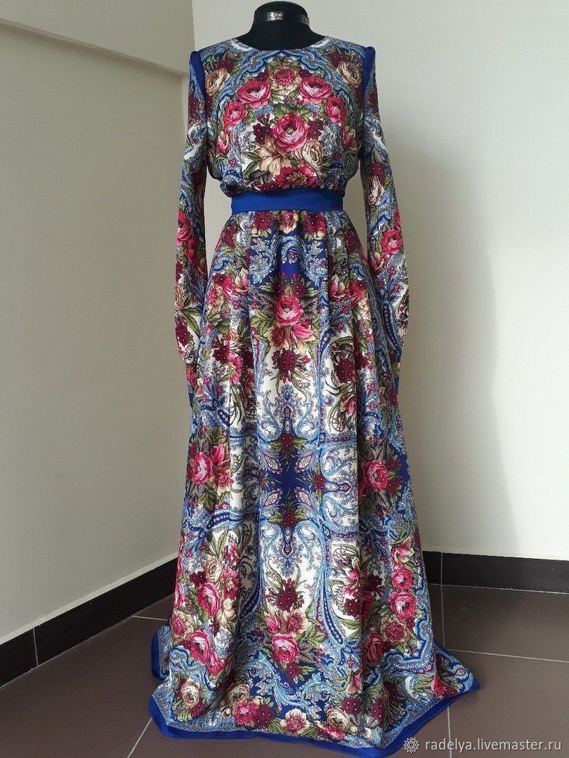 Платье из платков русский стиль