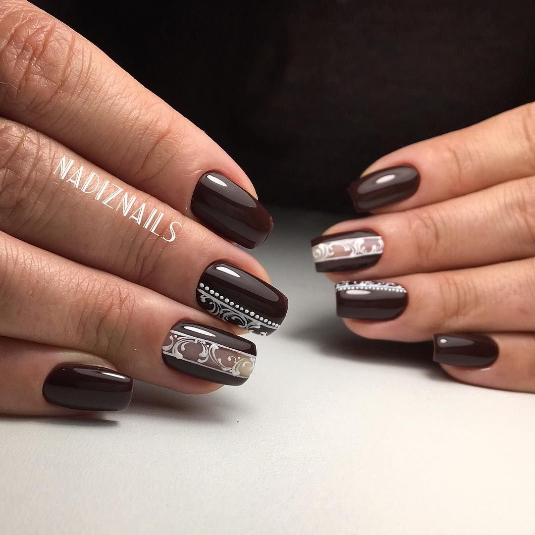 Дизайн ногтей серый коричневый