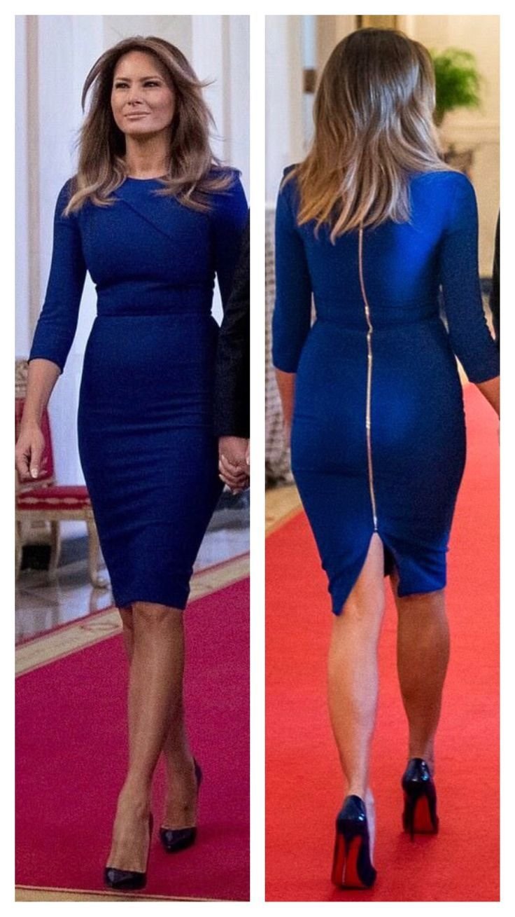 Мелани Трамп в синем платье