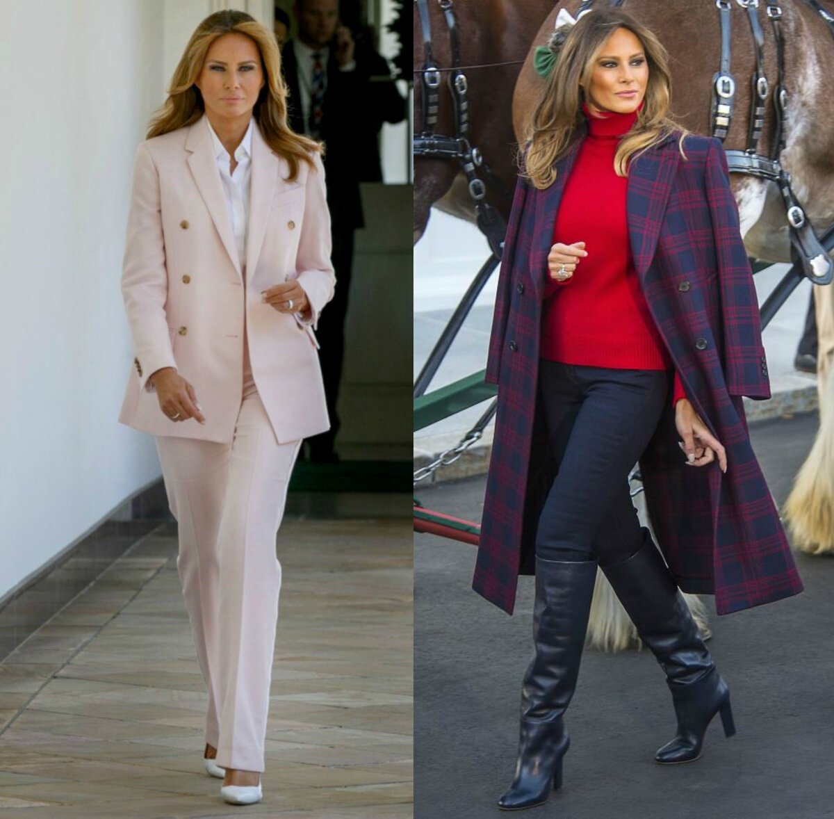 Персиковый костюм Мелании Трамп 2020