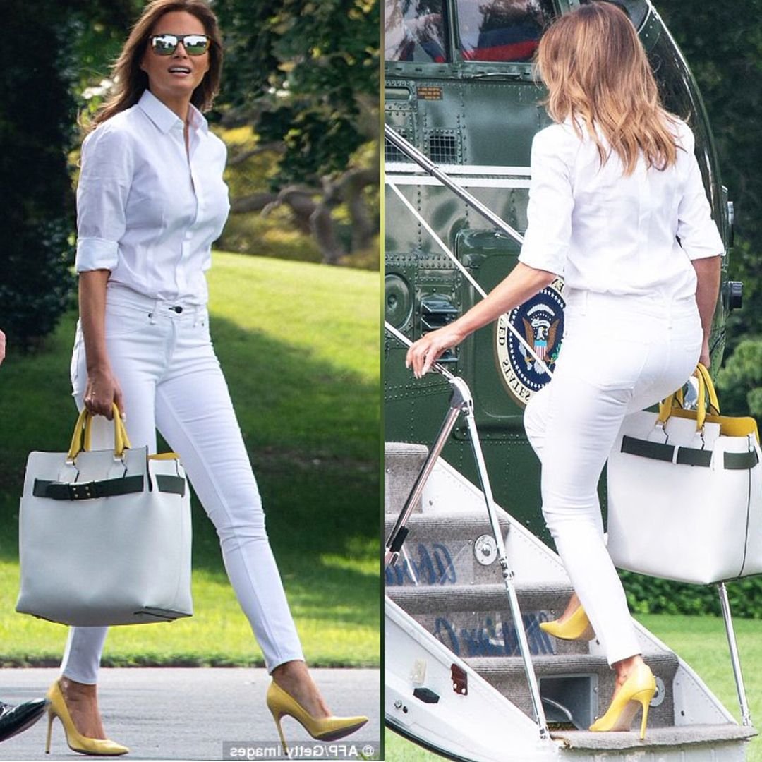 Мелания Трамп в белых брюках
