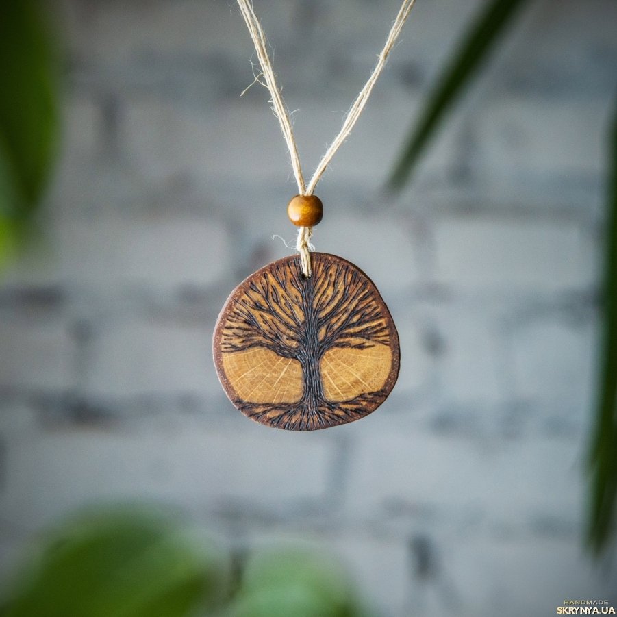 Круглая деревянная подвеска на подарок
