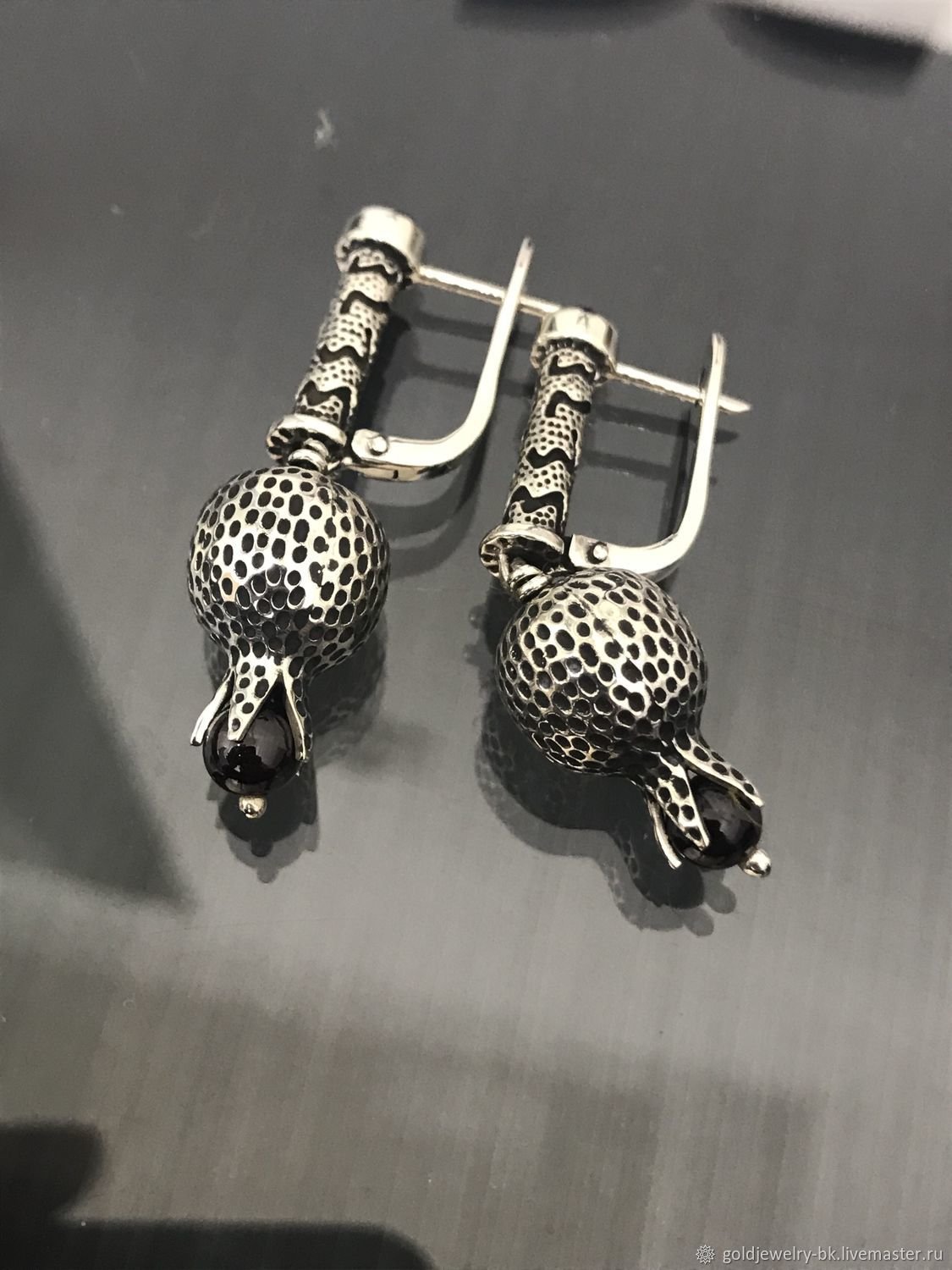 Серьги серебро гранат Армения