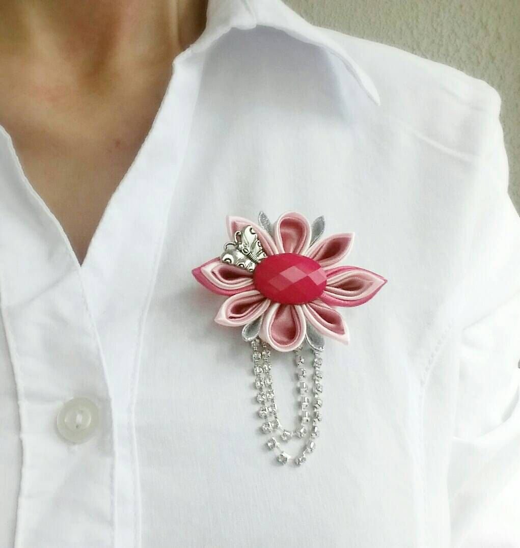 Броши канзаши для женщин
