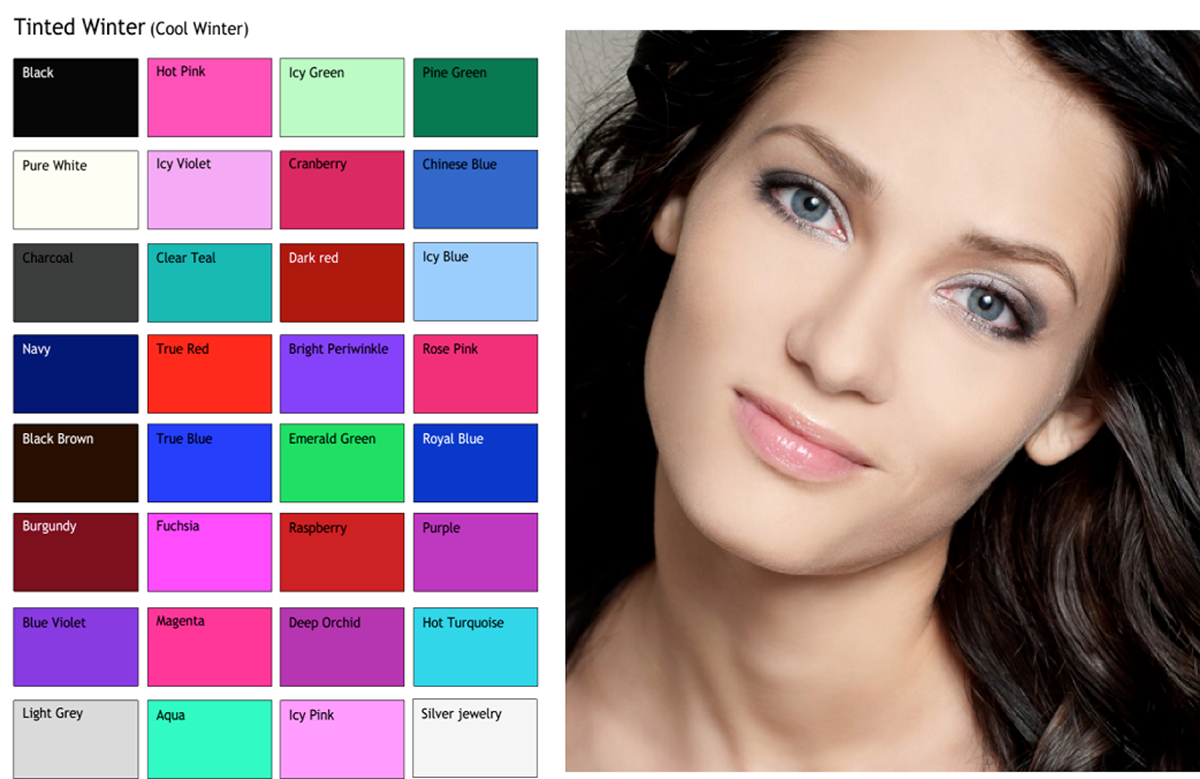 Глубокая зима цветотип внешности палитра