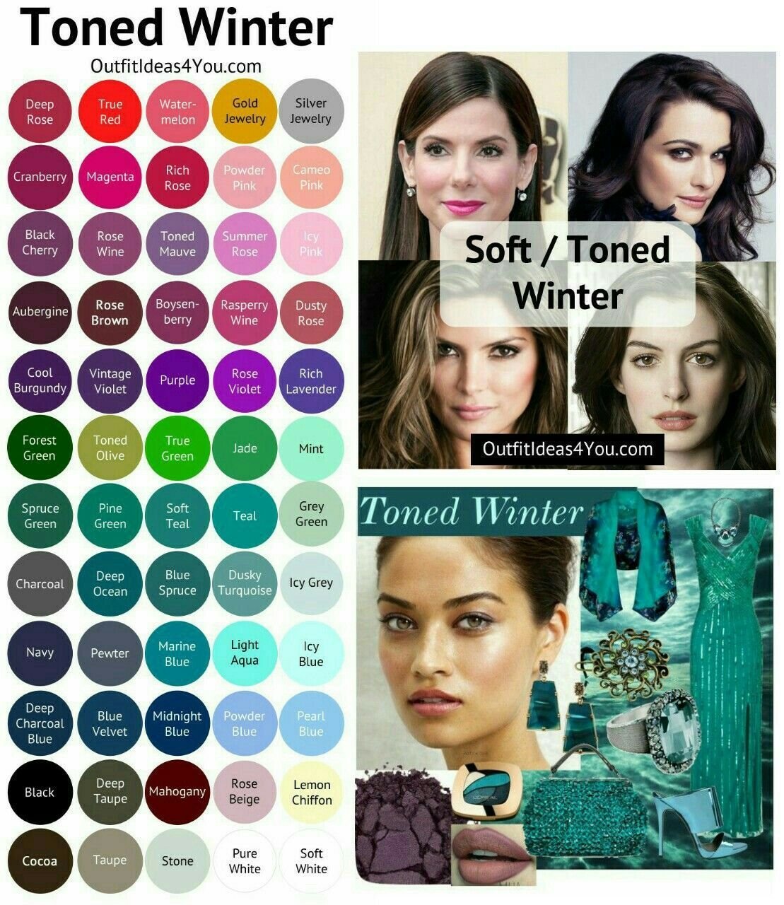 Тёмная зима цветотип палитра