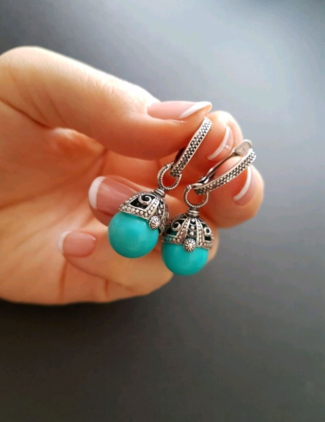 Бижутерия из натуральных камней серьги biruza