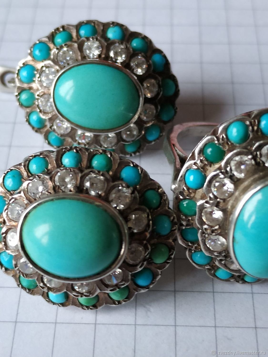 Кубачи серебро с бирюзой