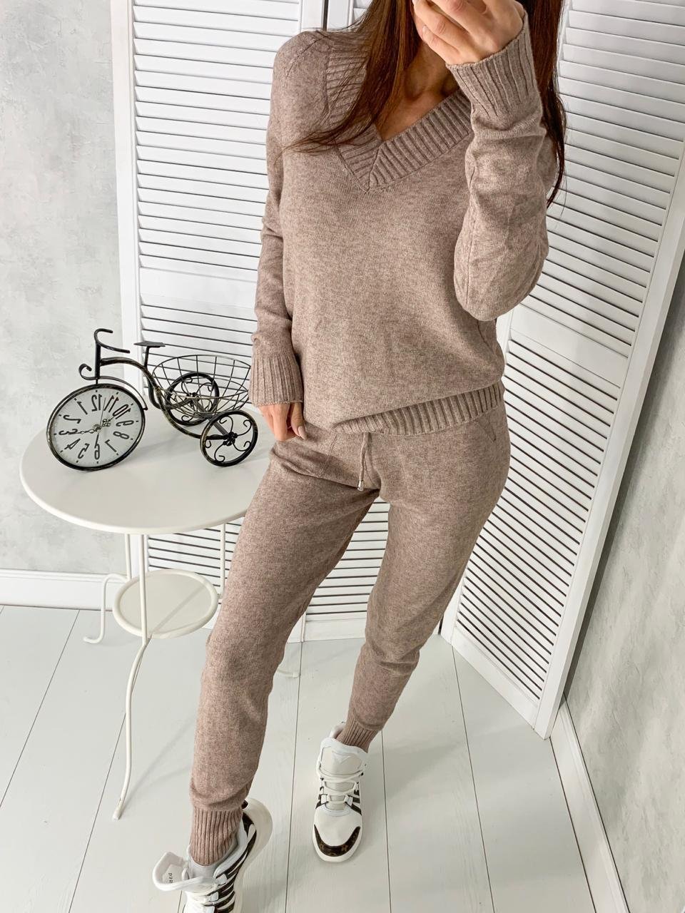 Вязаные широкие брюки женские