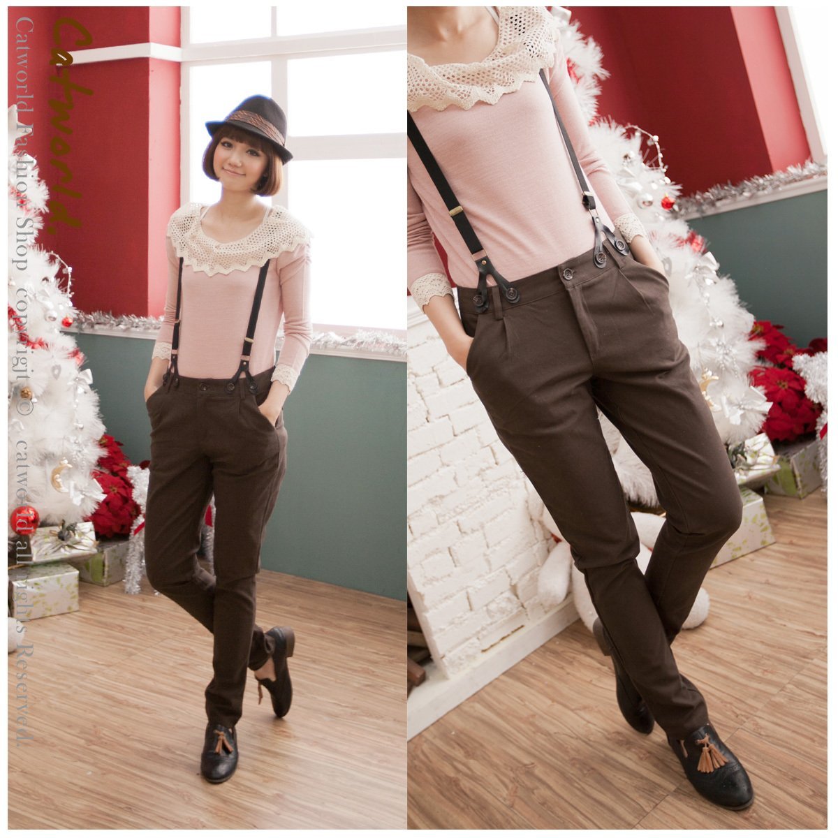 Штаны с подтяжками женские