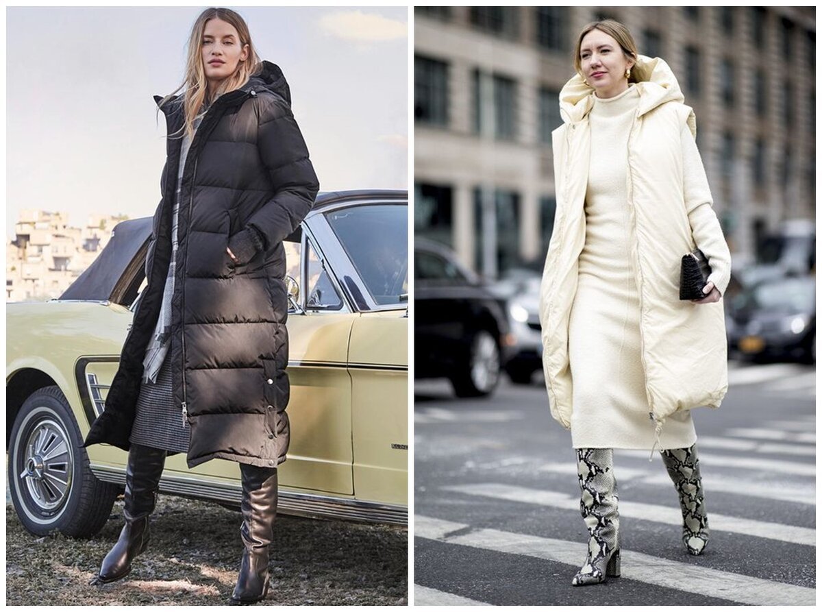 Объемный пуховик белый