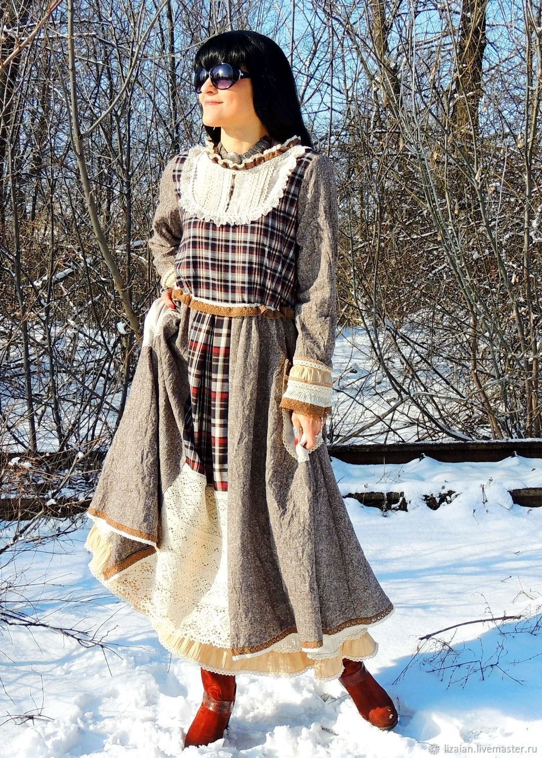 Шерстяное платье в стиле бохо