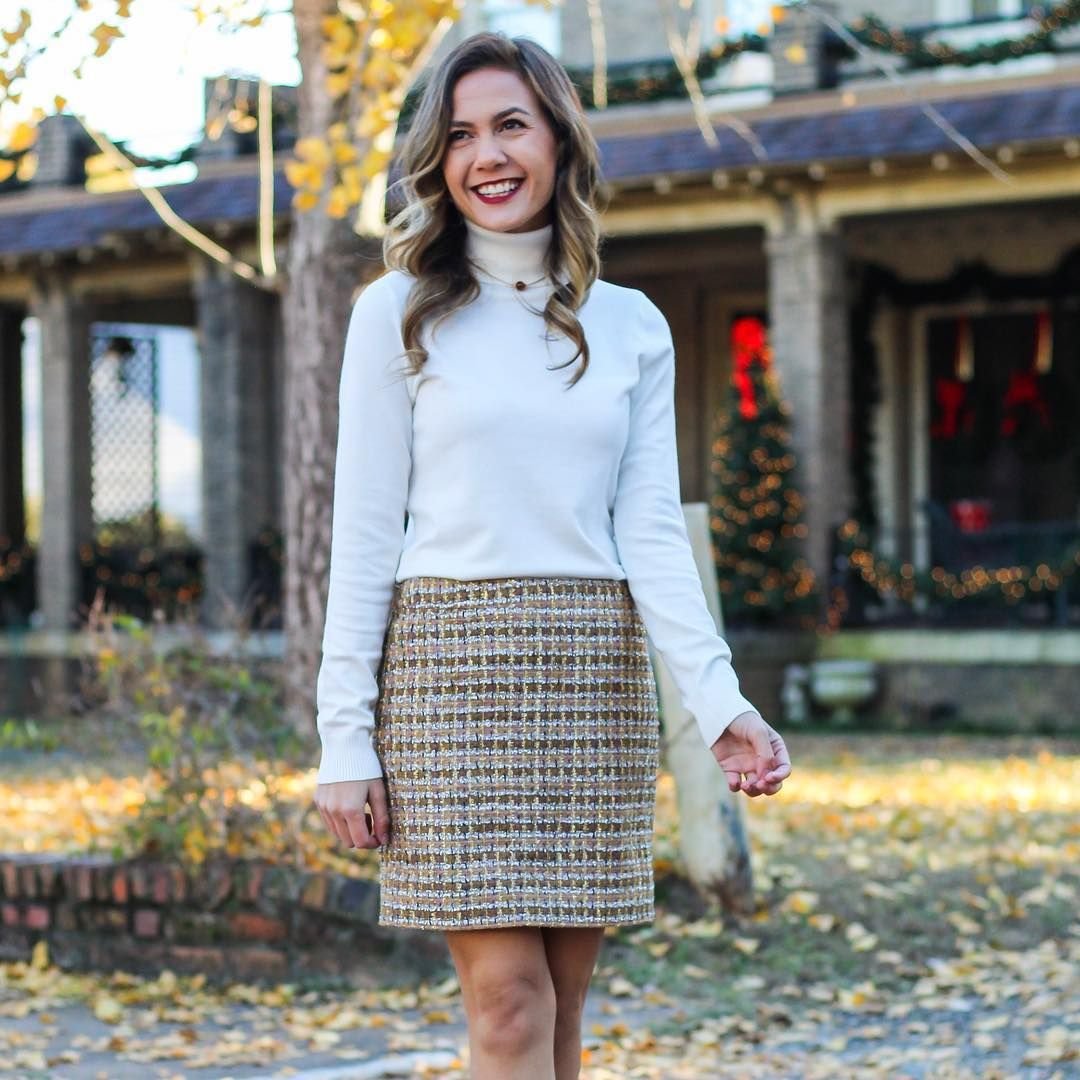 Образы с короткой твидовой юбкой