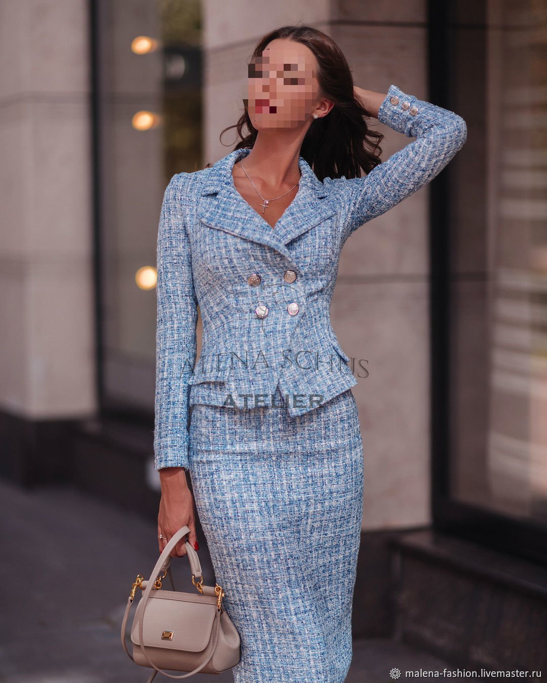Твидовый пиджак с юбкой