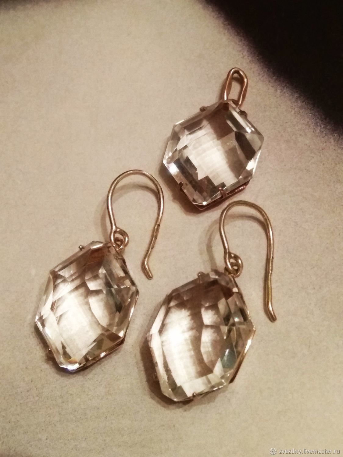 Серьги 875 пробы с горным хрусталем