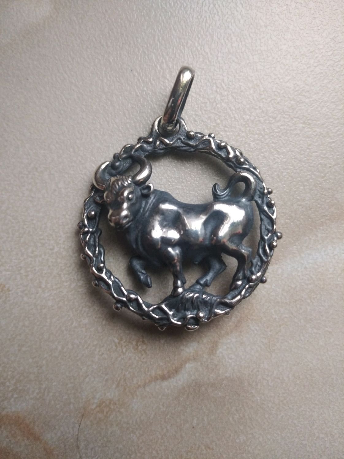 Кулон бык Телец серебро