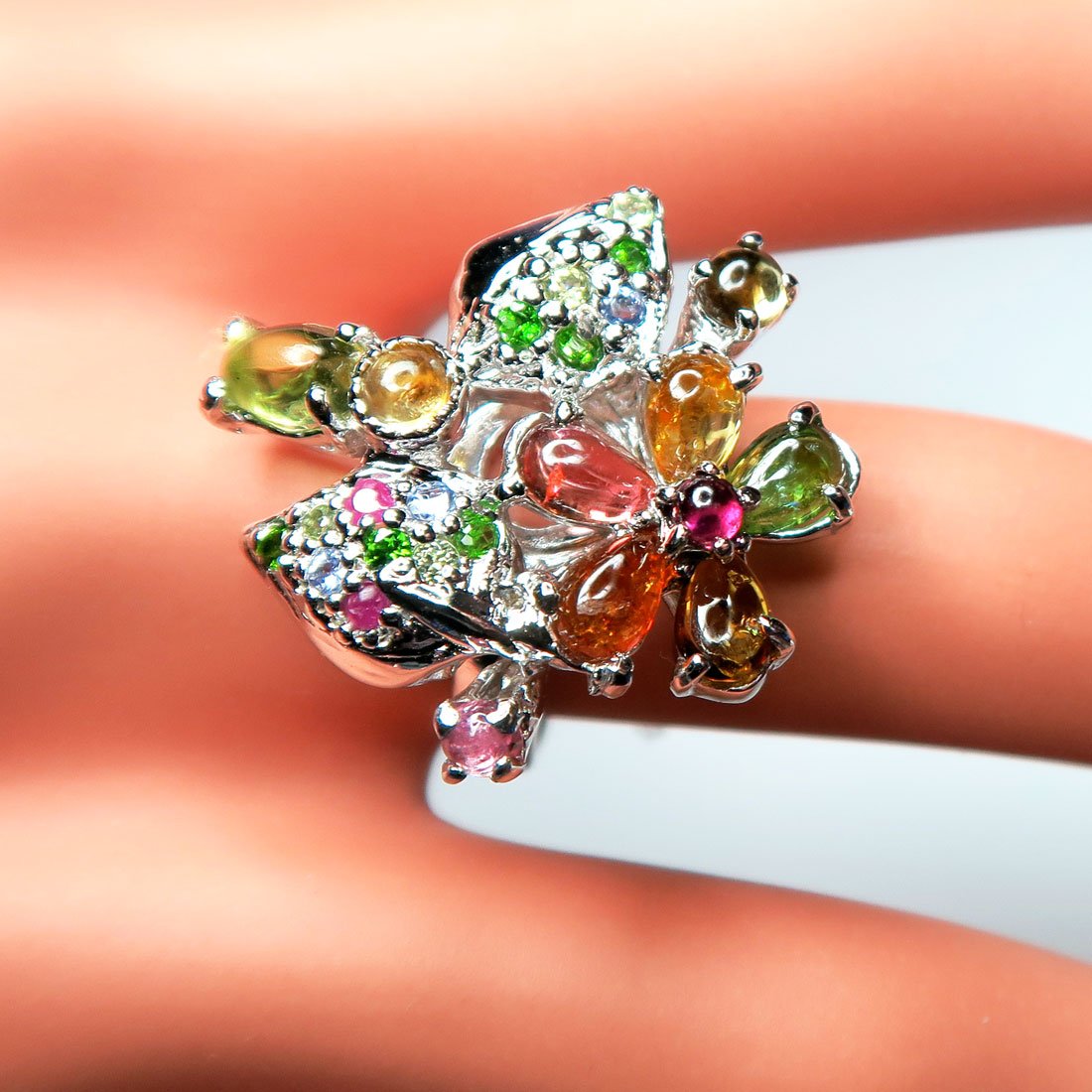 Серьги с турмалином рубеллитом