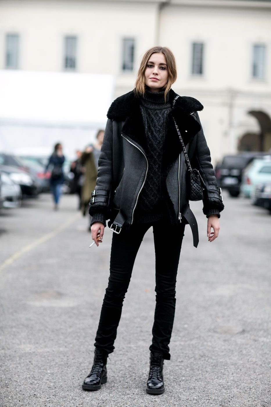 Черная дубленка косуха