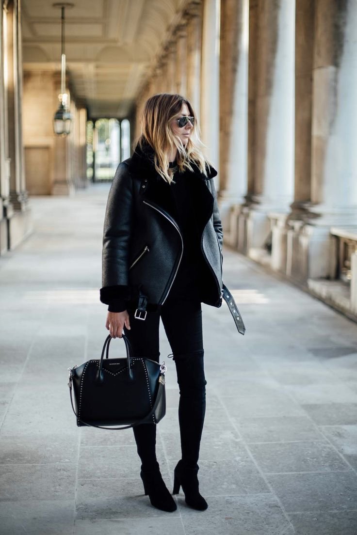 Лук с дубленкой авиатором 2021