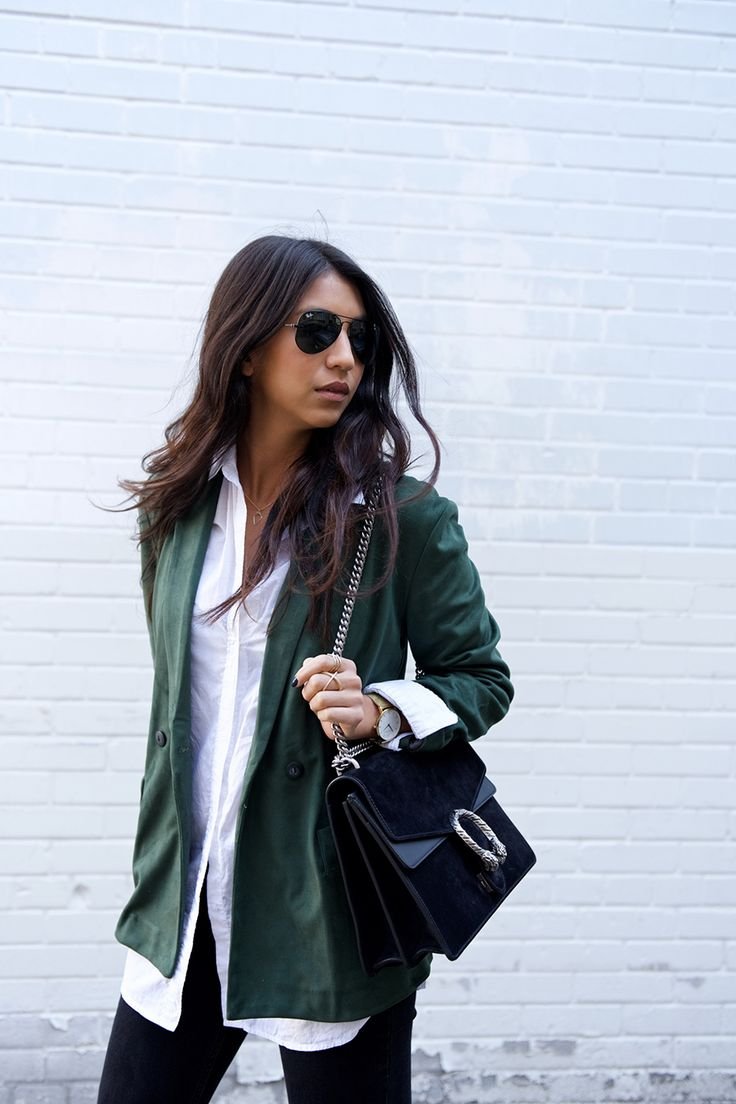 Образ с зеленым пиджаком женский