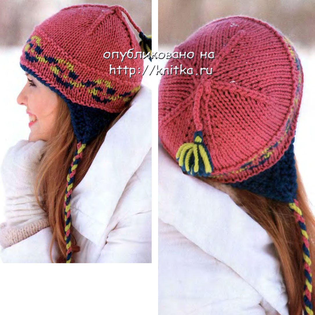 Вязаные шапки спицами русский стиль
