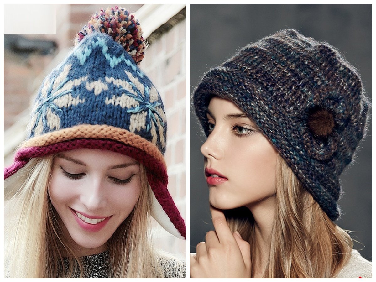 Вязаные шапки в стиле бохо спицами