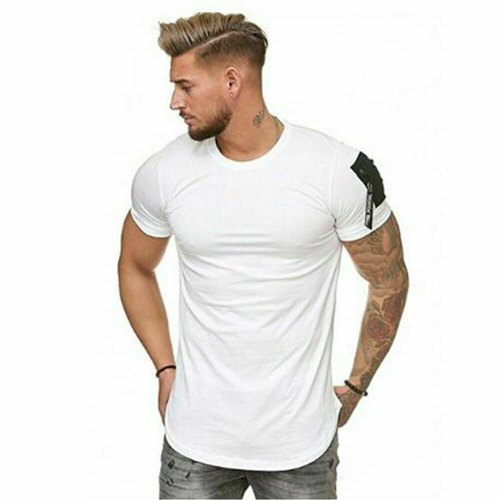 Fasion Ripped men Tee Shirt Slim Fit o Neck short Sleeve