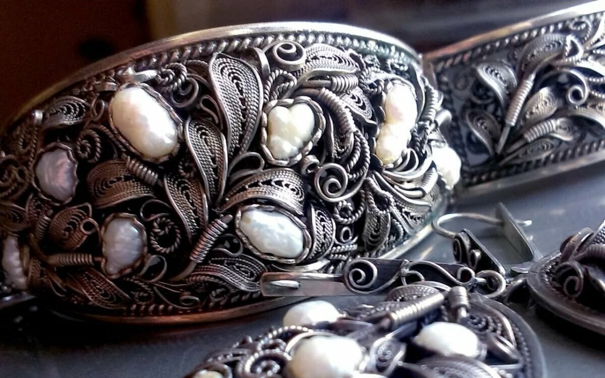 Серьги Северная чернь мельхиоровые