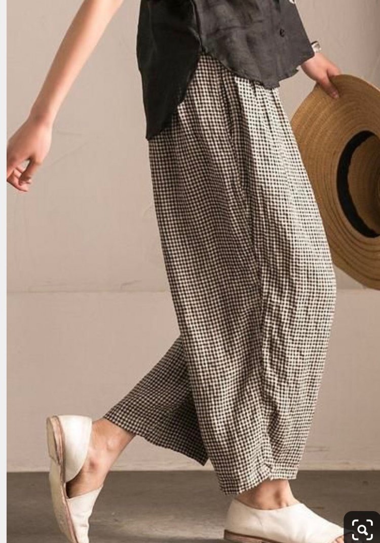 Бохо льняные брюки плюс сайз