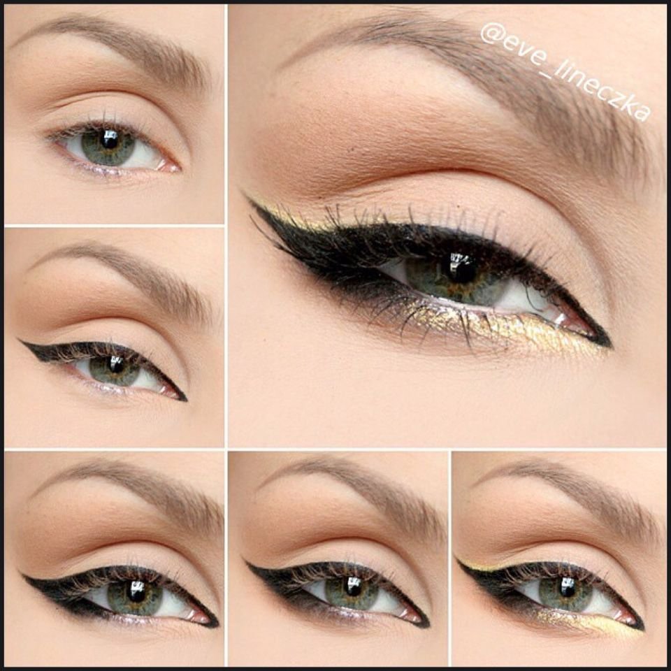 Макияж со стрелками для карих глаз пошаговое