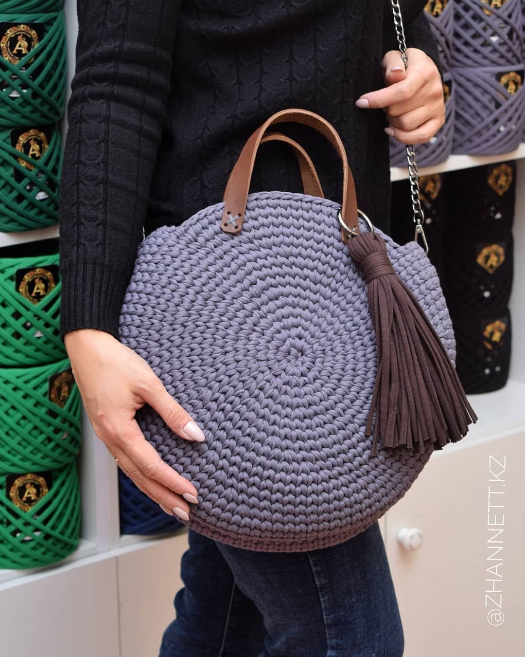 Вязаные сумки из трикотажной пряжи