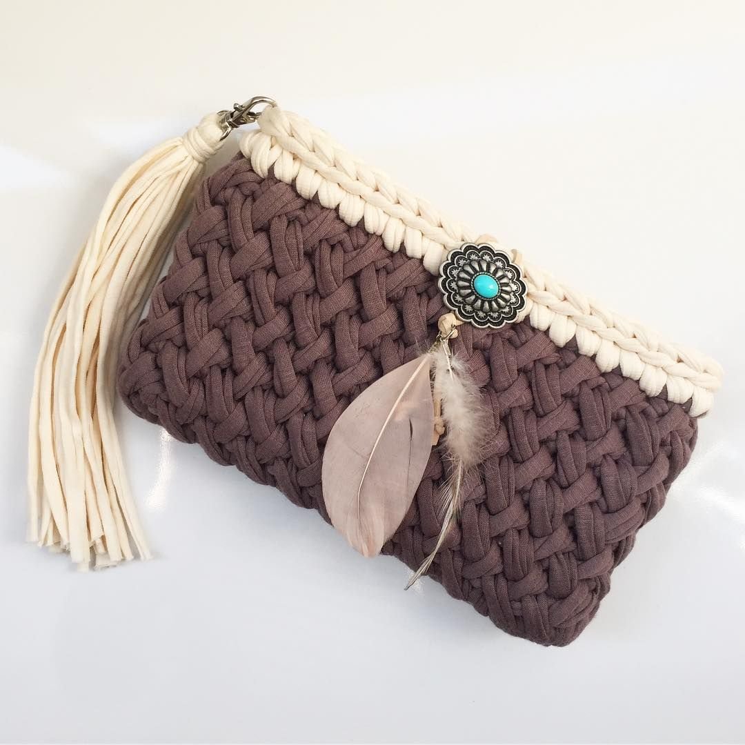 Сумка крючком с круглыми ручками