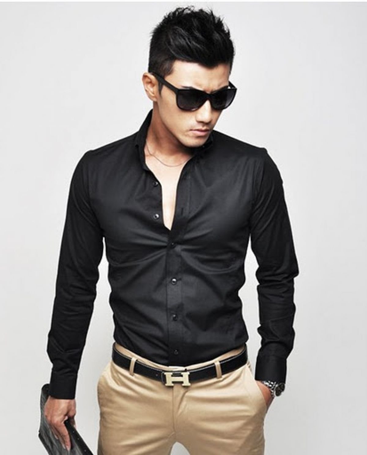 Стиль с черной рубашкой мужские