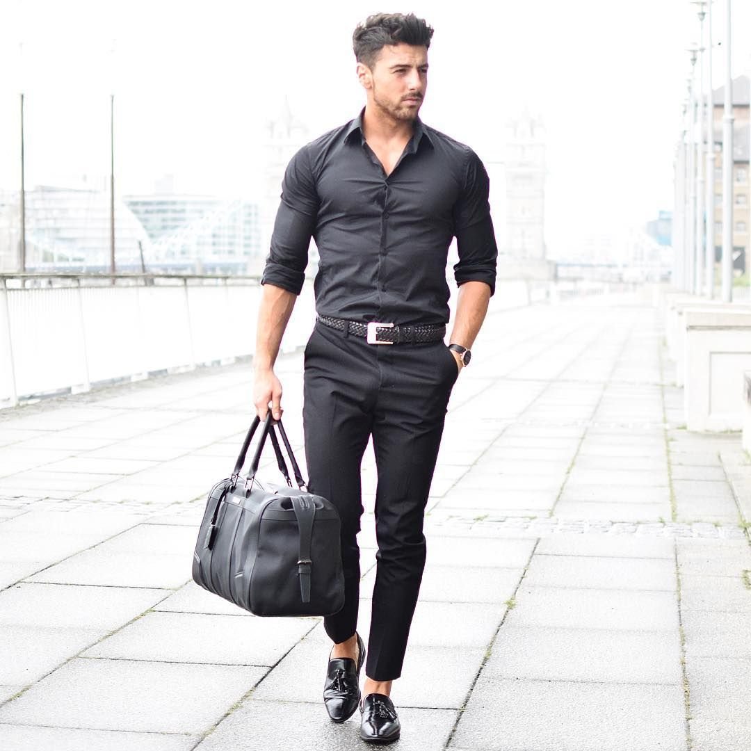 Черный классический стиль мужской