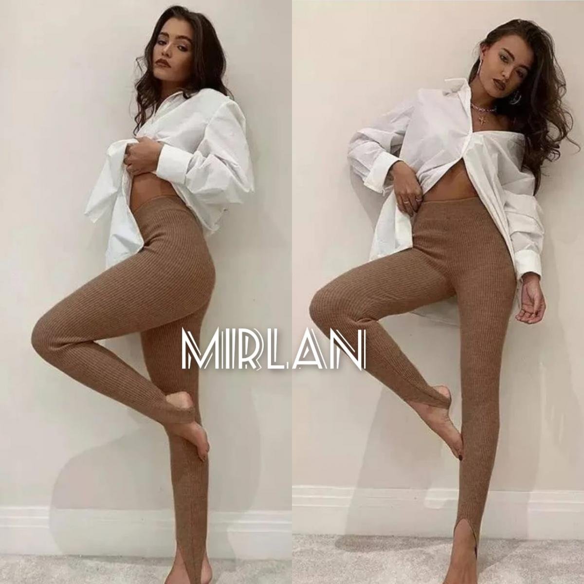 Легинсы в рубчик со штрипками