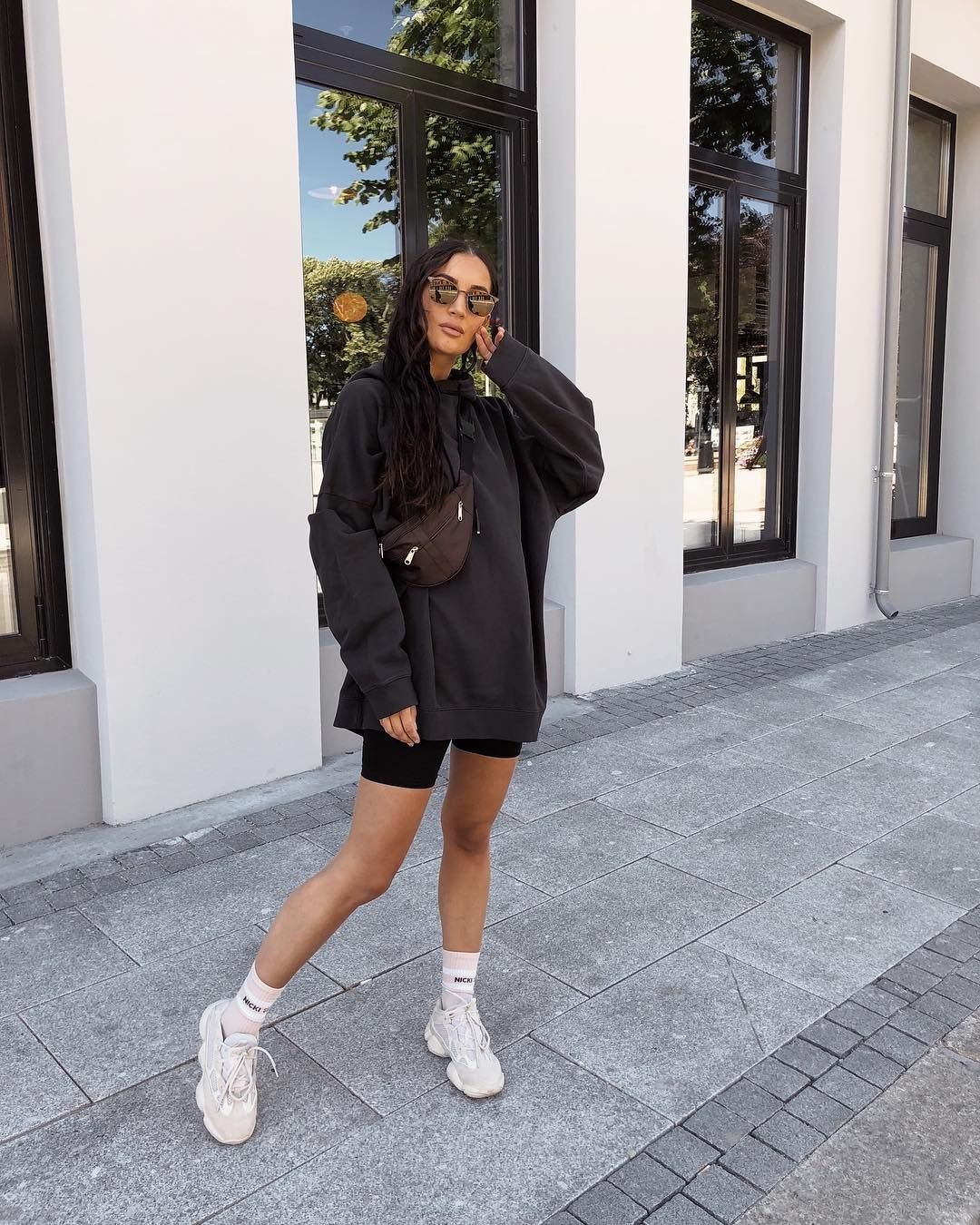 Велосипедки с худи оверсайз