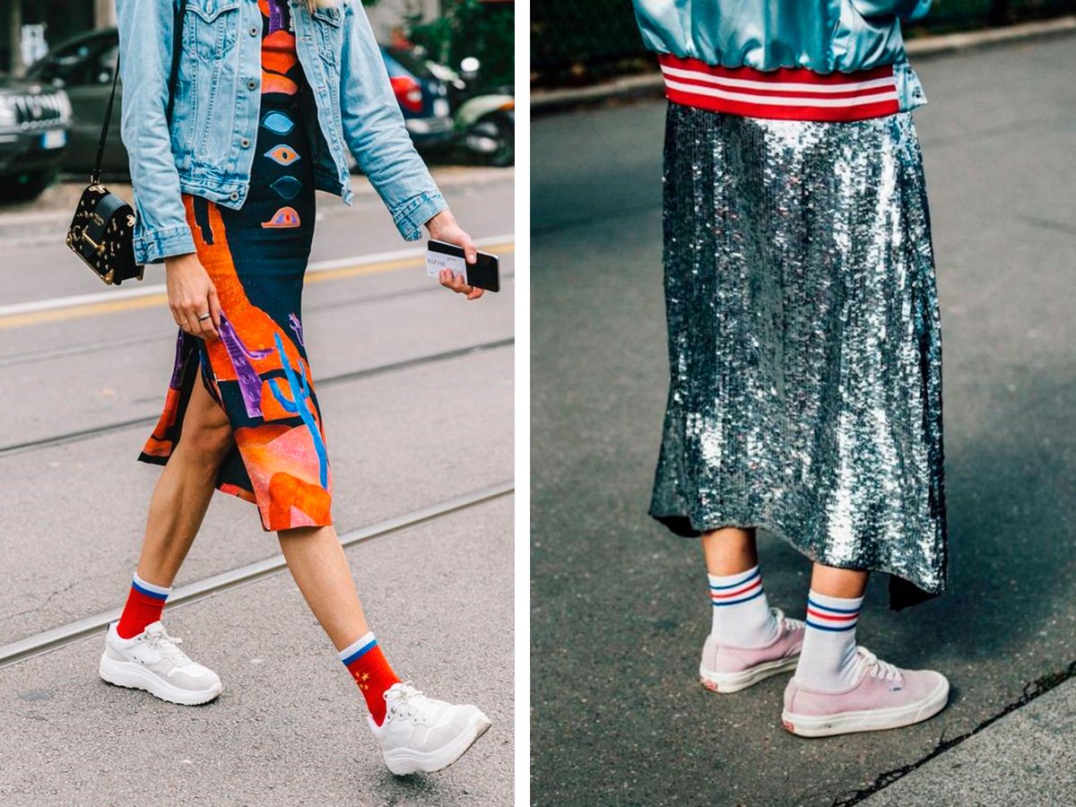 Яркие носки с кроссовками