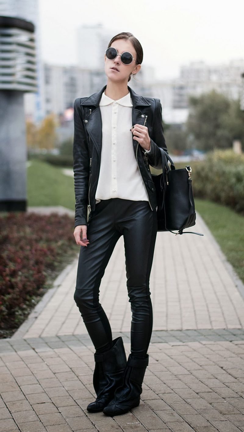 Кожаные брюки стрит стайл 2021