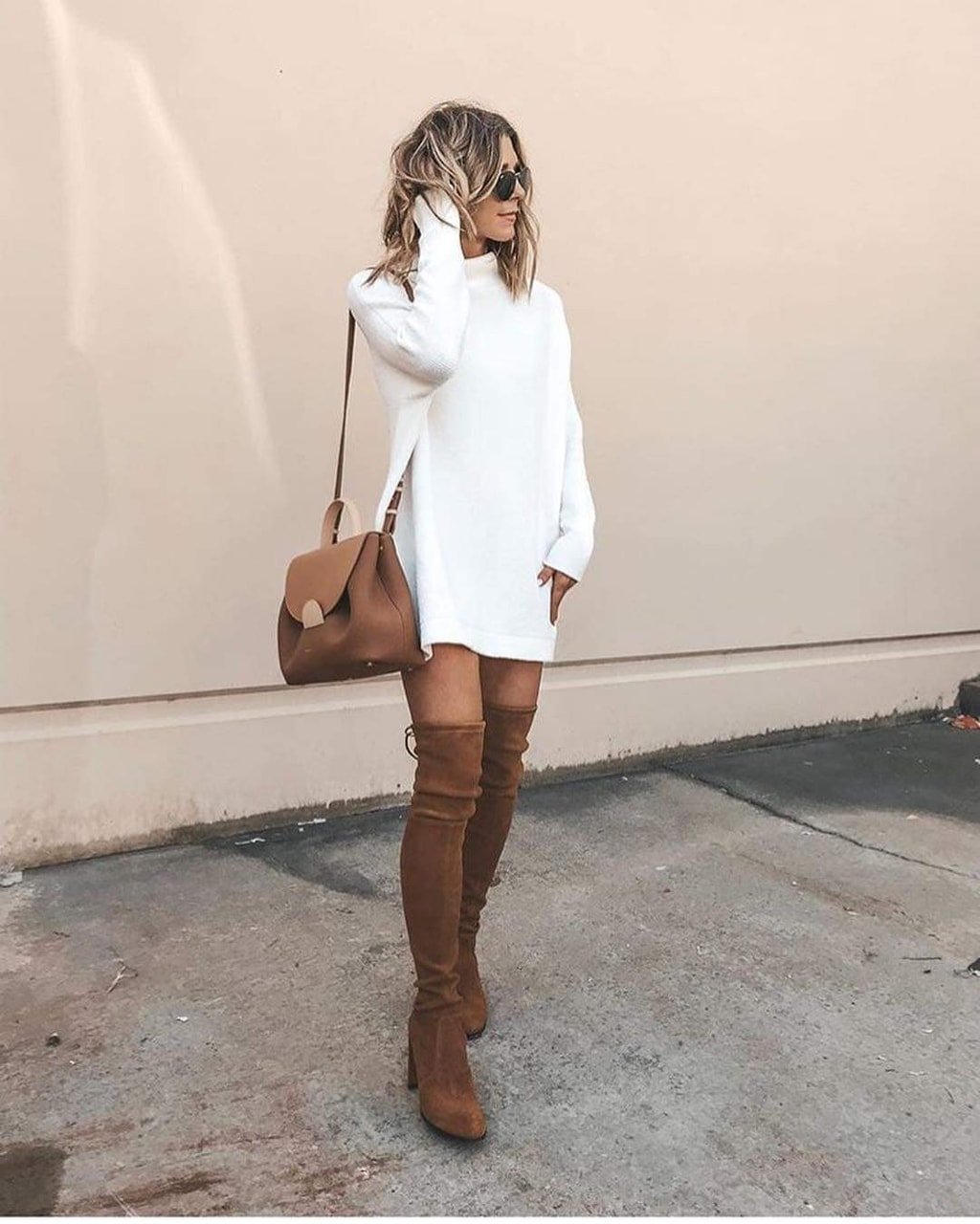 Ботфорты бежевые на шпильке